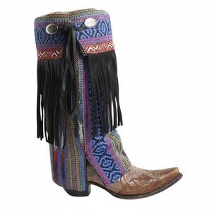 Boot Rugs Riot Cowboy Boot Covers Western Serape Rainbow Festival Fringe EUC OS